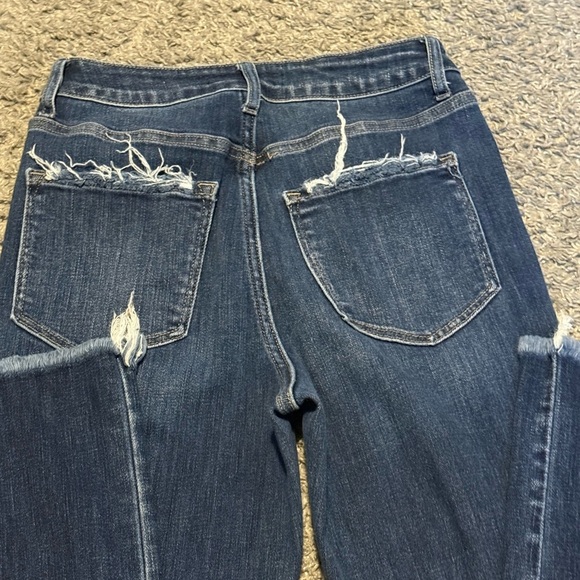 Flying Monkey Dark Blue Distressed Straight Leg Jeans Size 26 - Picture 5 of 6